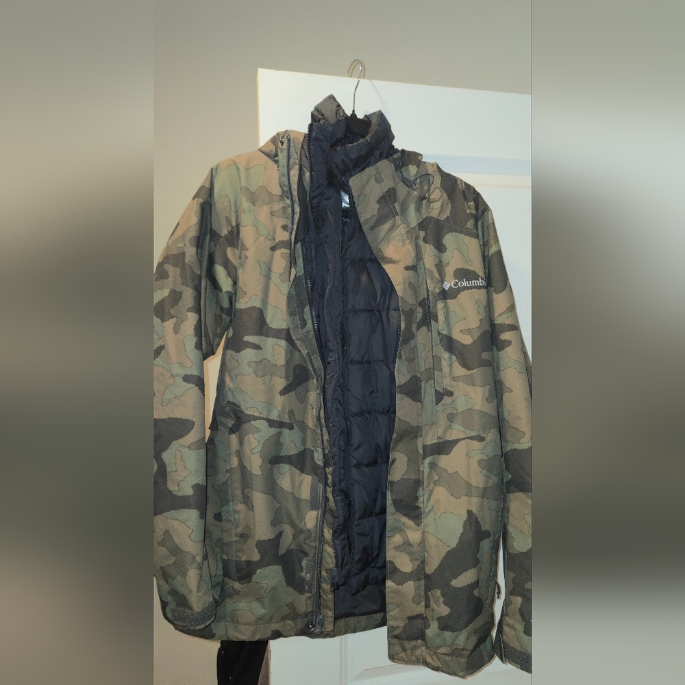 Snow Jacket Columbia Men's Interchange Omni Tech Green Camouflage  - 2 Pieces